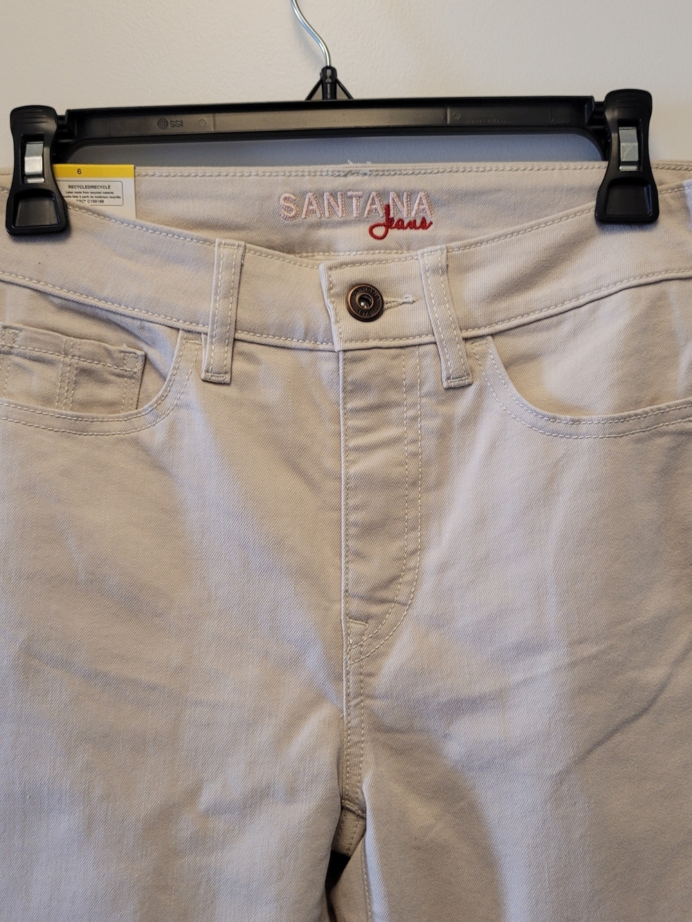 NWT Santana Jeans Size 6 Ivory Tan Tummy Control Mid Rise Straight Leg - Picture 5 of 8
